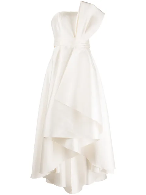 Sachin & Babi Tara draped strapless gown White S221B32