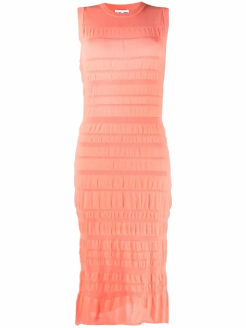 Kenzo ruched-stripe midi bodycon dress Orange FC52RO6523AF