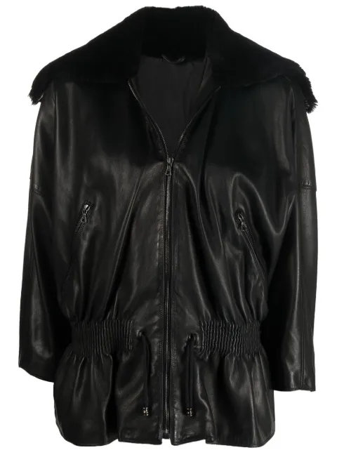 Versace Pre-Owned 1980s shearling collar jacket Black VERS1800F