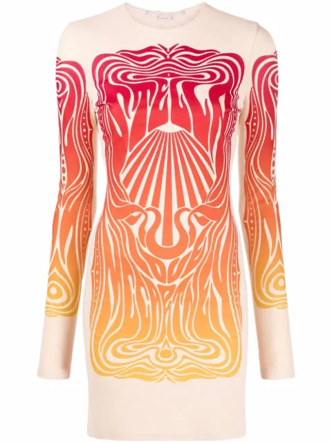 Stella McCartney abstract-print minidress Neutrals 604275STA34