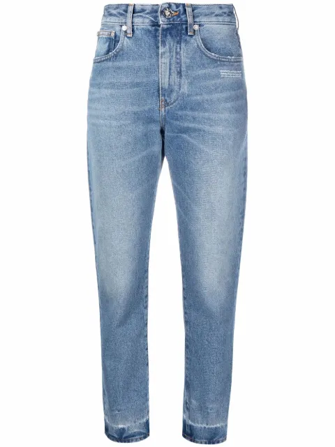 Off-White logo cropped jeans Blue OWYA032C99DEN0054501