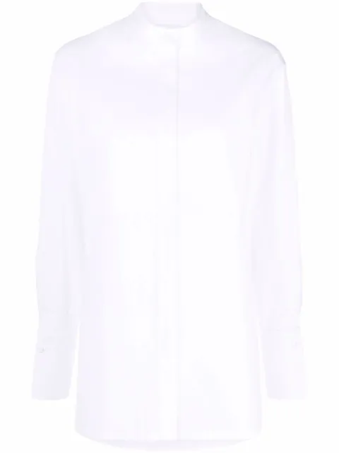 MILA SCHON band-collar button-front tailored shirt White G1W10R105TE10082