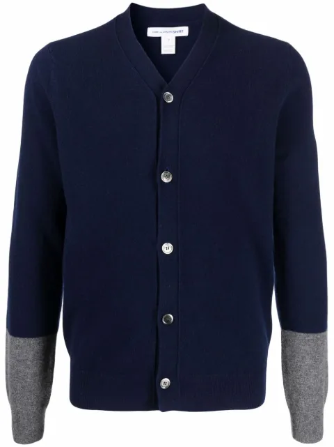 Comme Des Garçons Shirt V-neck wool cardigan Blue FZN109PER