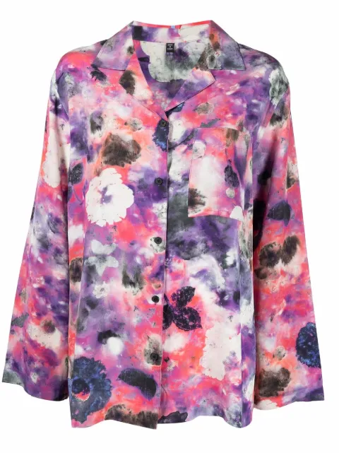 Alexander McQueen floral-print silk shirt Pink 668238RSA14