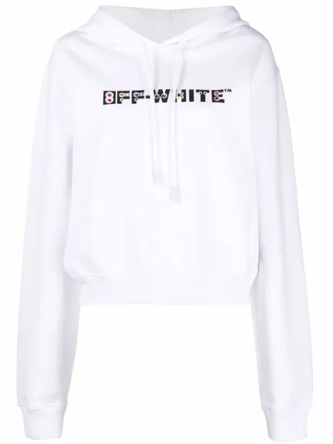 Off-White rhinestone-embellished logo hoodie White OWBB016S22JER0030184
