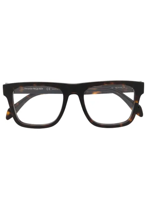 Alexander McQueen Eyewear tortoiseshell-effect square-frame glasses Brown AM0357O