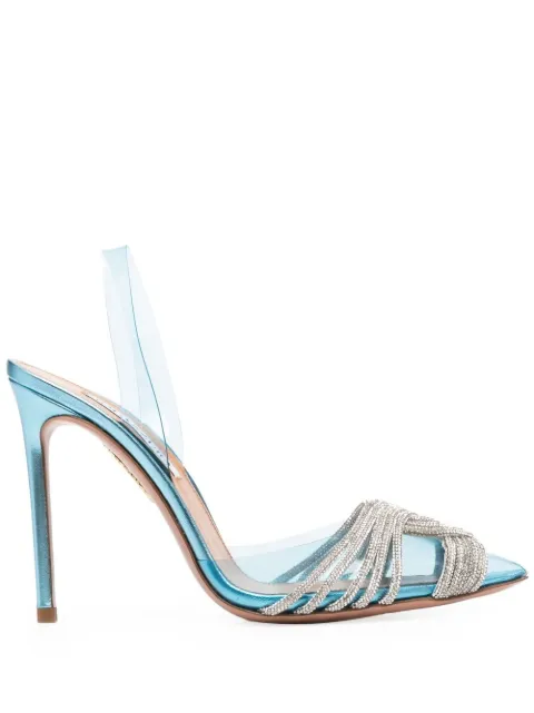 Aquazzura rhinestone-embellished sling-back stilettos Blue GASHIGL0NLPICE