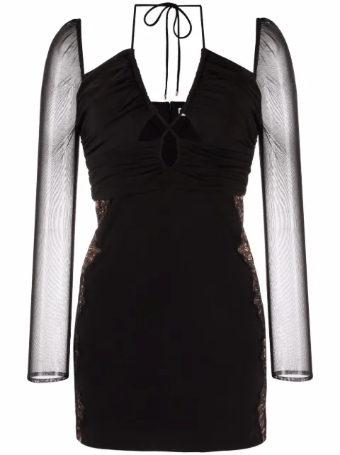 Self-Portrait cut-out draped dress Black SS22113S