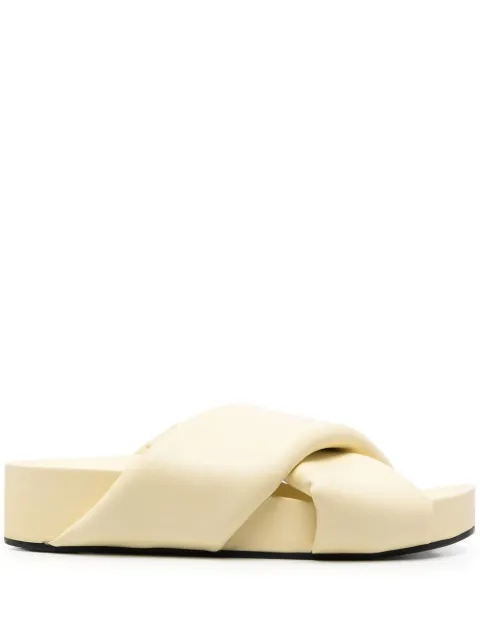 Jil Sander criss-cross leather slide sandals Yellow JS38044A15003