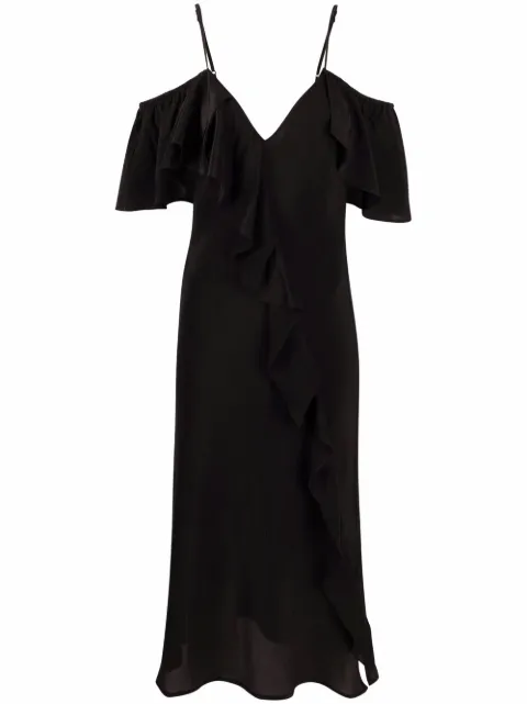 Gold Hawk ruffle-detail V-neck dress Black GH4554