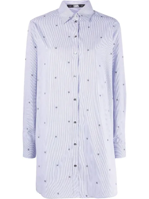 Karl Lagerfeld monogram stripe tunic shirt Blue 225W1608318