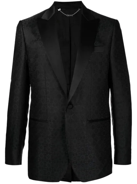 Billionaire single-breasted jacquard blazer Black IABCMRF1532BTE004N