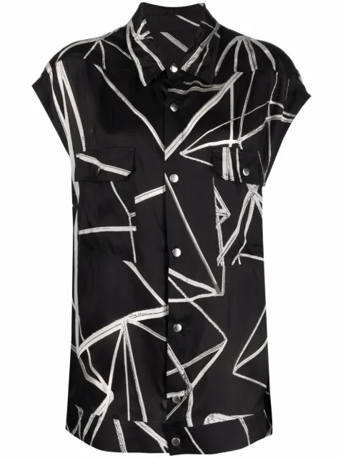 Rick Owens graphic-print overshirt Black RP01B4725JP1