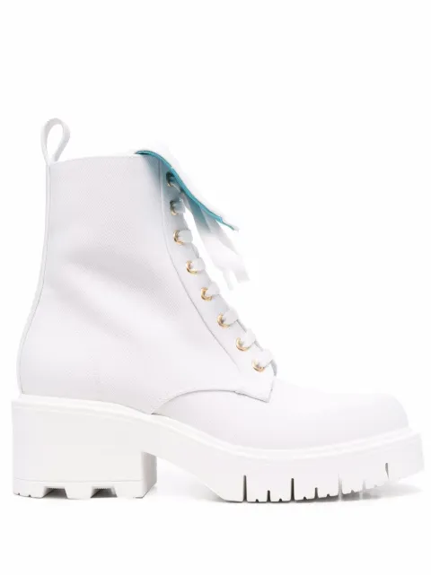 Chiara Ferragni logo-embossed lace-up boots White CF2930