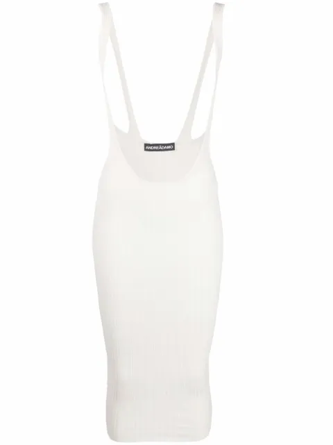 ANDREĀDAMO ribbed-knit pinafore skirt White ADSS22SK05031474