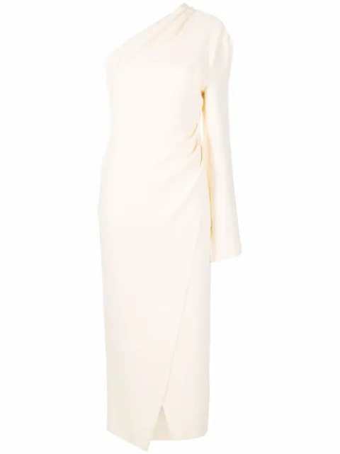 Nanushka one-shoulder midi wrap dress Neutrals NW22PFDR01411