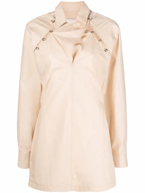 Nanushka asymmetric-fastening mini shirt dress Neutrals NW22PFDR00273