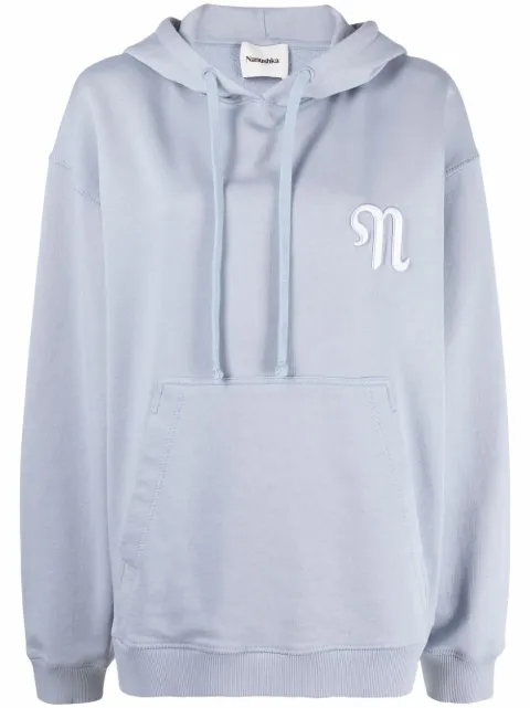 Nanushka logo-embroidered oversize hoodie Blue NW22PFSW00251