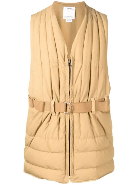 visvim padded belted v-neck gilet Brown 0122105013004