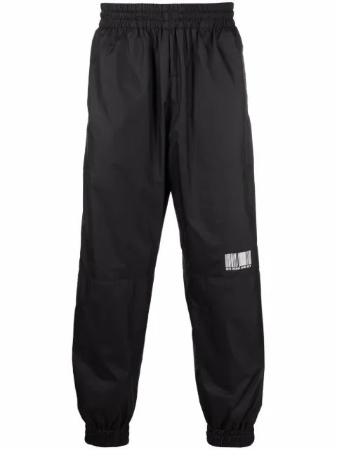VTMNTS barcode-print track pants Black VL12PA600B