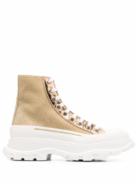 Alexander McQueen Tread Slick glitter-embellished sneakers Gold 685699W4SG1