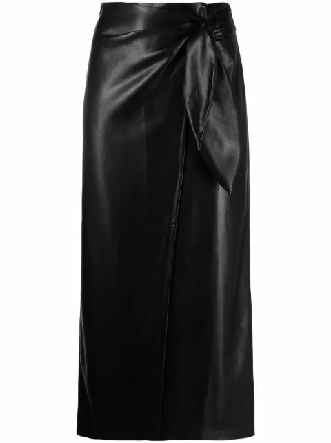 Nanushka vegan-leather wrap skirt Black NW22CRSK00199