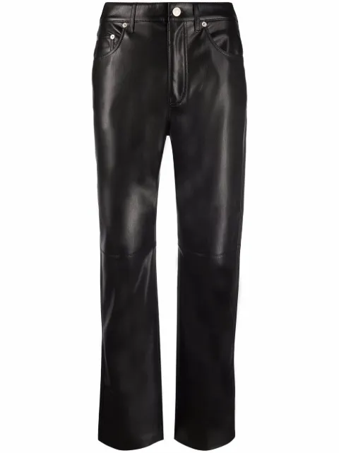 Nanushka faux-leather cropped straight-leg trousers Black NW22CRPA00199