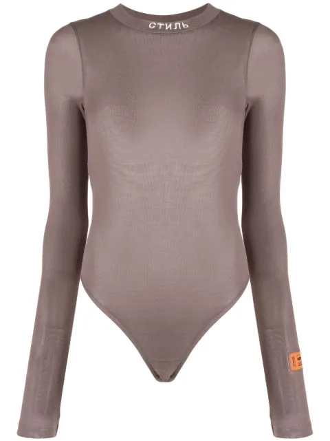Heron Preston logo-patch long-sleeve top Grey HWDD023F22JER0010901