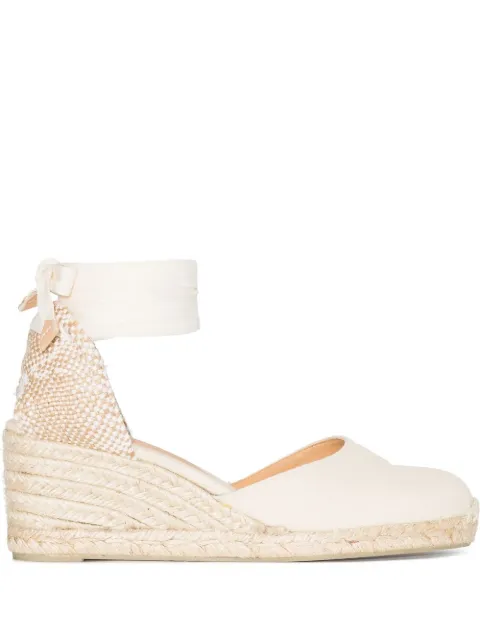 Castañer Carina ivory lace-up wedge espadrilles Neutrals 020964