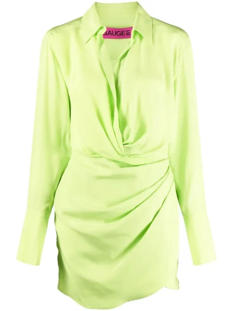 GAUGE81 Naha silk draped shirt dress Green 422223