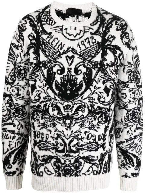 Philipp Plein intarsia-knit design jumper White FABCMKO1148PKN002N