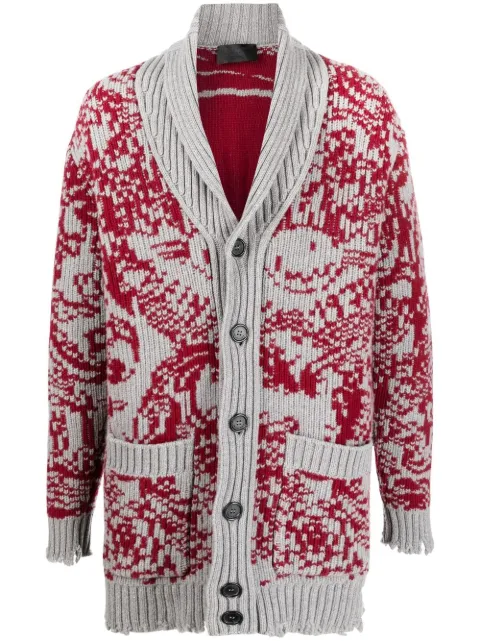 Philipp Plein long intarsia-knit cardigan Grey FABCMKQ0039PKN002N