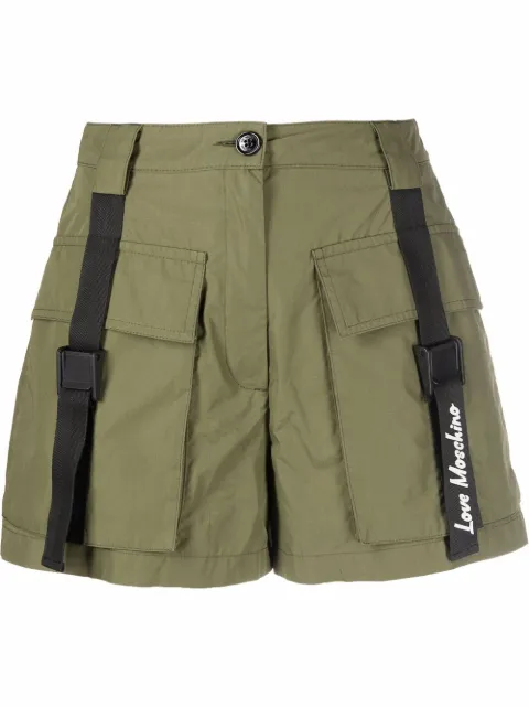 Love Moschino logo-tape pleated shorts Green WO17080T245A