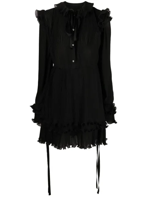 Philipp Plein ruffled plissé midi dress Black FABCWRG2379PTE003N