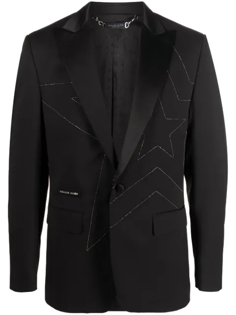 Philipp Plein rhinestone star blazer Black FABCMRF1550PTE003N