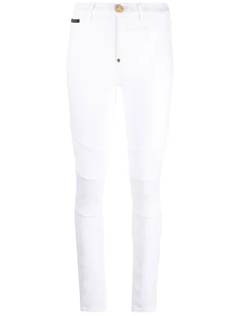 Philipp Plein Biker high-waisted skinny jeans White FABCWDT2148PDE004N