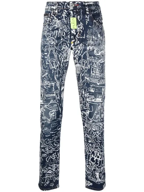 Philipp Plein all-over graphic-print jeans Blue FABCMDT3062PDE004N