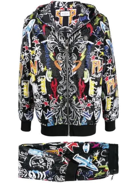 Philipp Plein Stones tracksuit set Black FABCMJJ0420PJY002N