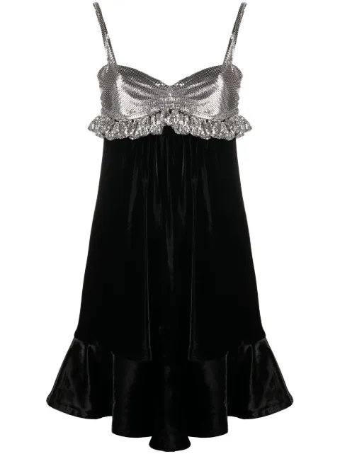 Rabanne two-tone velvet minidress Black 22AXRO487MH0149