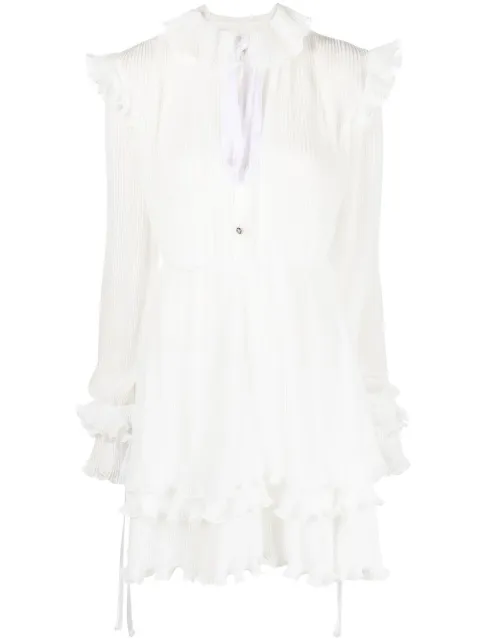 Philipp Plein ruffled plissé midi dress White FABCWRG2379PTE003N