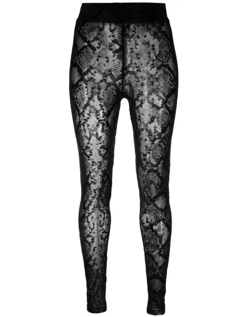 Philipp Plein logo-embroidered high-waisted leggings Black FABCWRT1284PTE003N