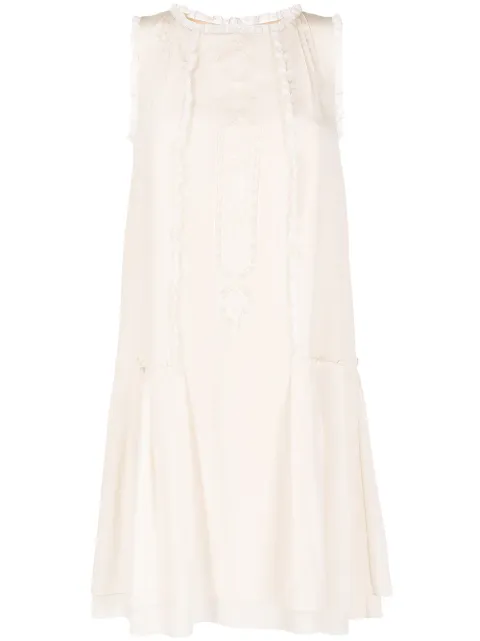 SHIATZY CHEN silk lace panelled dress Neutrals 129305