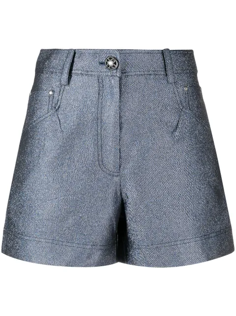 SHIATZY CHEN glittered denim shorts Blue 123363