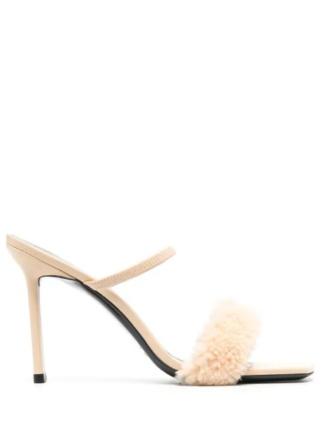 BY FAR Ada 100mm shearling sandals Neutrals 22PFADSBLSHE