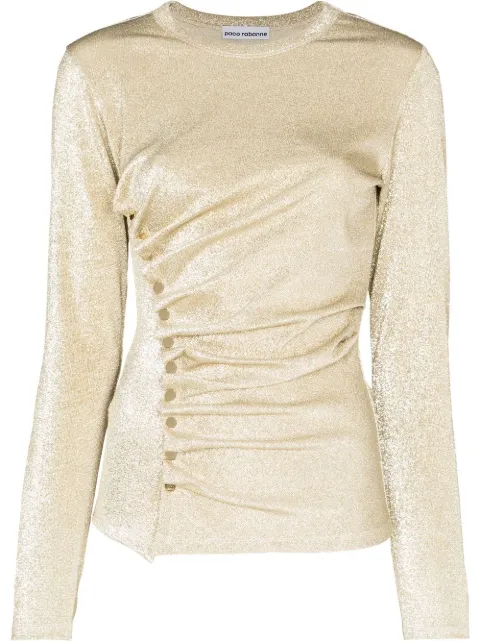 Rabanne asymmetric metallic T-shirt Gold 21EJTO034VI0261