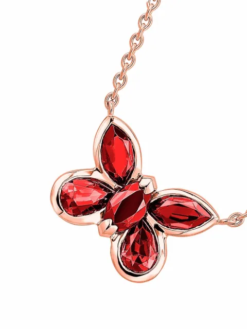 Pragnell 18kt rose gold Butterfly ruby pendant necklace Pink F0556