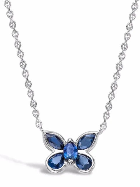 Pragnell 18kt white gold Butterfly sapphire pendant necklace Silver F0537