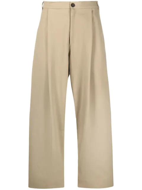 Studio Nicholson wide-leg high-waisted trousers Neutrals SORTESNM351PEACHEDCOTTONTWILL