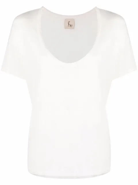 PAULA V-neck linen T-shirt White 21LINENPAULA1