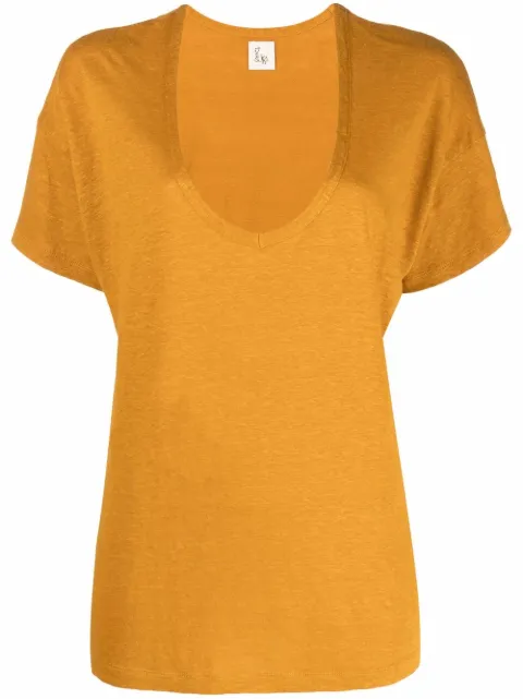 PAULA V-neck linen T-shirt Yellow 21LINENPAULA1